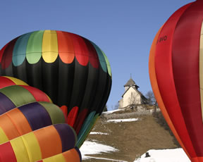 Balloons and church